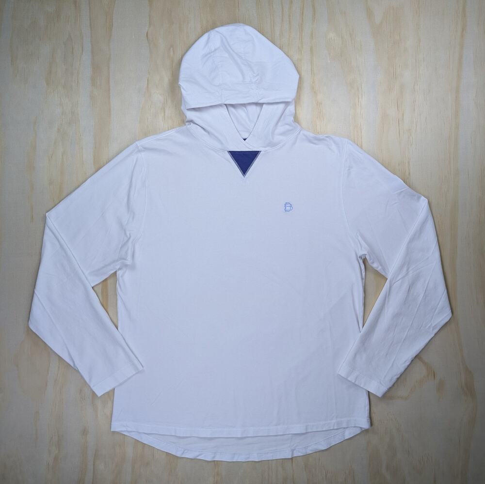 B. Draddy Men's Medium The Bridges Golf Hoodie Pullover White Pima Cotton